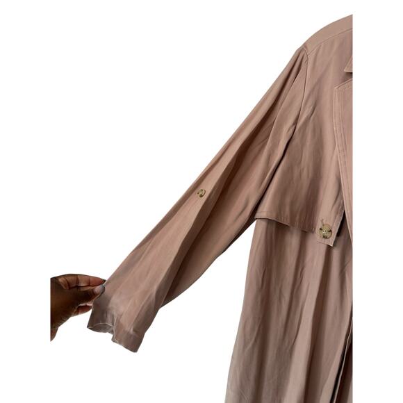 J. Jill Trench Coat Lightweight Relaxed Open Beige Work Office Large Petite - Picture 8 of 12